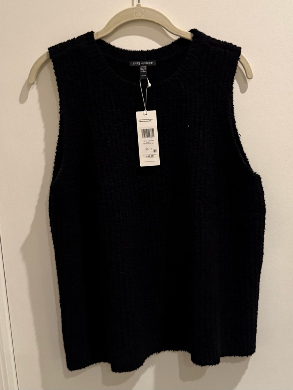 Eileen Fisher Black Sleeveless Knit Tank Top